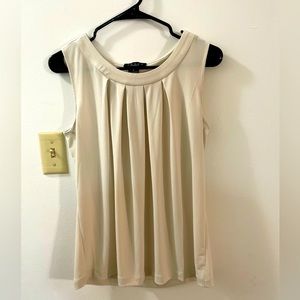 NWOT - Sleeveless Pleated Crewneck Top - Cream